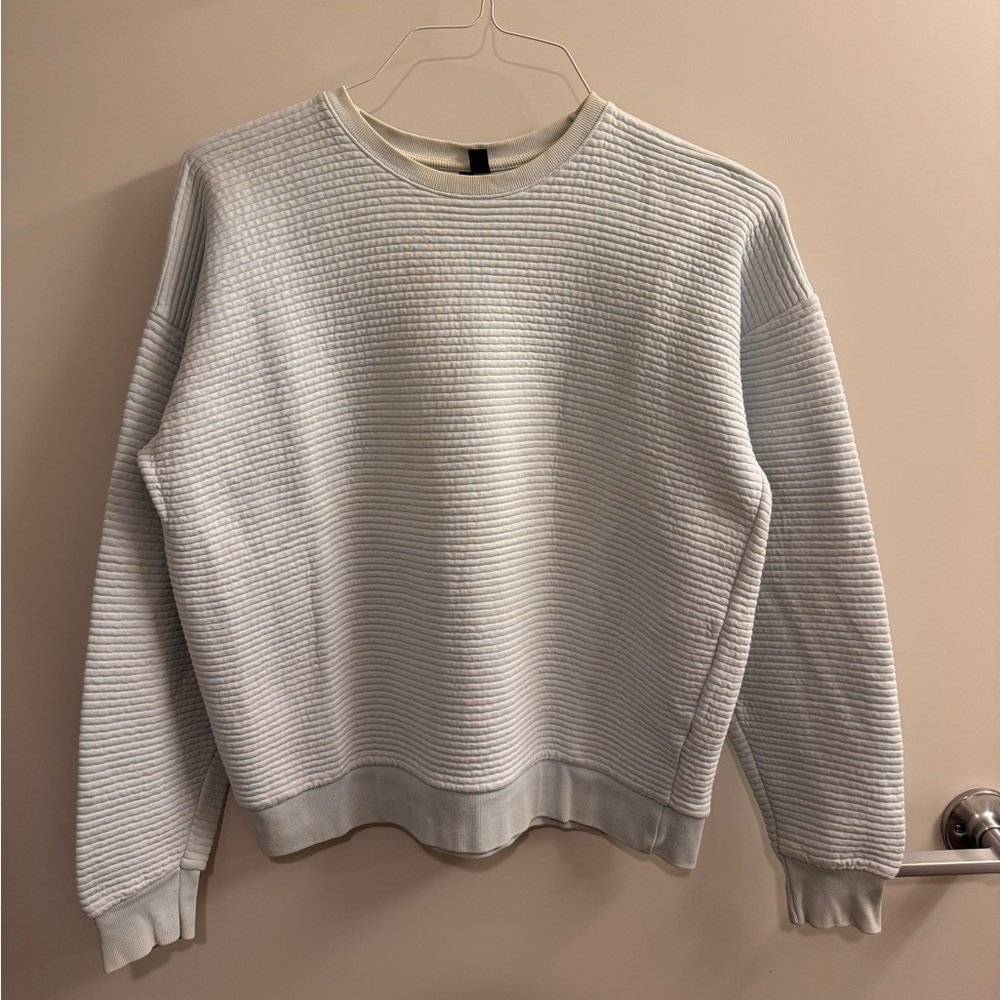 Topshop Light Blue Ribbed Crew Neck Sweatershirt